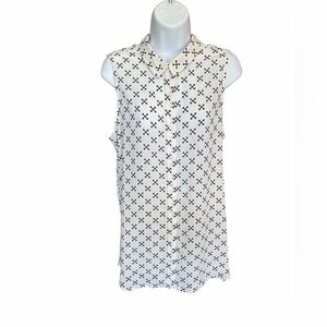 H&M Sleeveless White & Black Button Up Blouse size 12